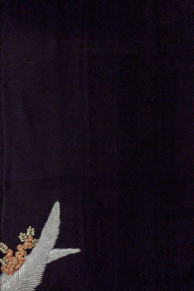 Photo6: O0509R Vintage Japanese kimono   Black TOMESODE formal for women / Silk. Flower,   (Grade C) (6)