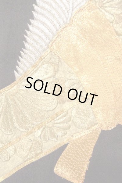 Photo9: O0509R Vintage Japanese kimono   Black TOMESODE formal for women / Silk. Flower,   (Grade C) (9)