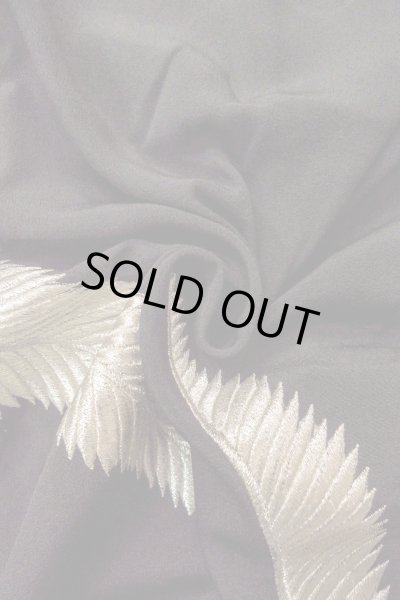 Photo14: O0509R Vintage Japanese kimono   Black TOMESODE formal for women / Silk. Flower,   (Grade C) (14)