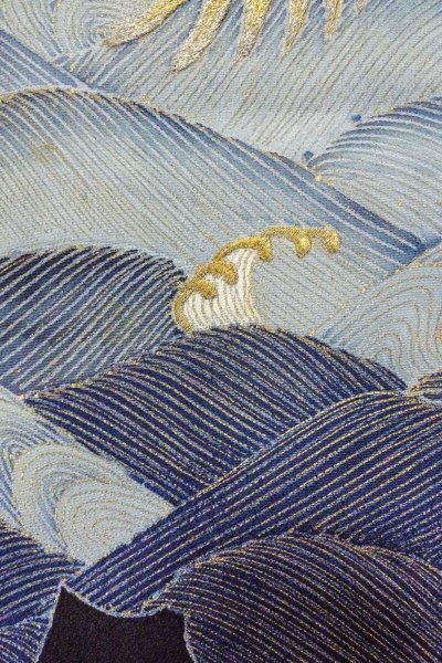 Photo9: O0509S Vintage Japanese kimono   Black TOMESODE formal for women / Silk. Crane,   (Grade C) (9)