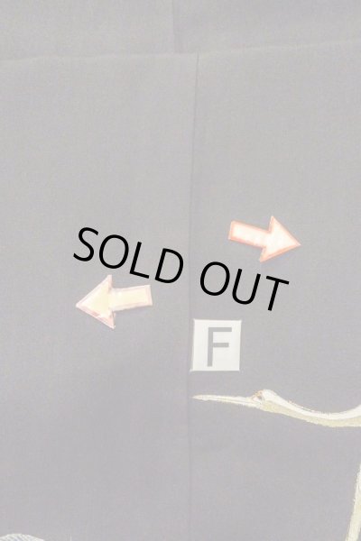 Photo21: O0509S Vintage Japanese kimono   Black TOMESODE formal for women / Silk. Crane,   (Grade C) (21)