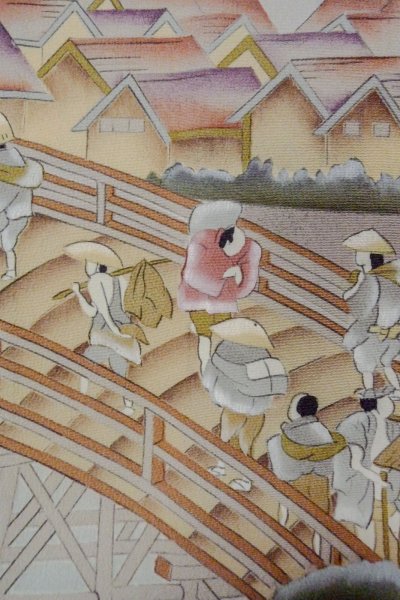 Photo8: O0509T Vintage Japanese kimono   Black TOMESODE formal for women / Silk. Pine tree/branch/needle,   (Grade B) (8)