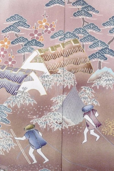 Photo8: Mint O0509V Vintage Japanese kimono   Black TOMESODE formal for women / Silk. UME plum bloom,   (Grade A) (8)