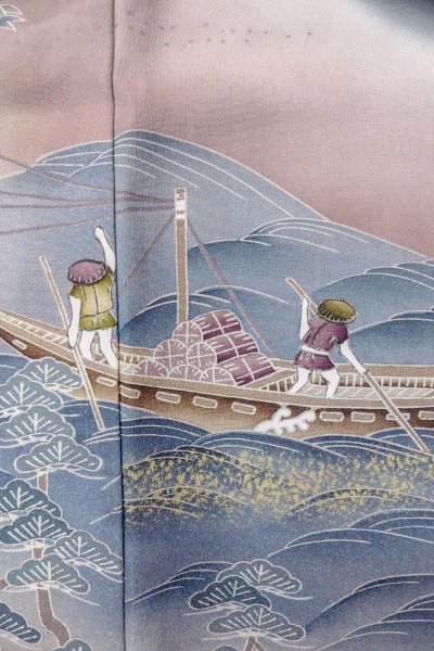 Photo9: Mint O0509V Vintage Japanese kimono   Black TOMESODE formal for women / Silk. UME plum bloom,   (Grade A) (9)