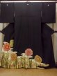 Photo1: O0509W Vintage Japanese kimono   Black TOMESODE formal for women / Silk. Chrysanthemum,   (Grade B) (1)