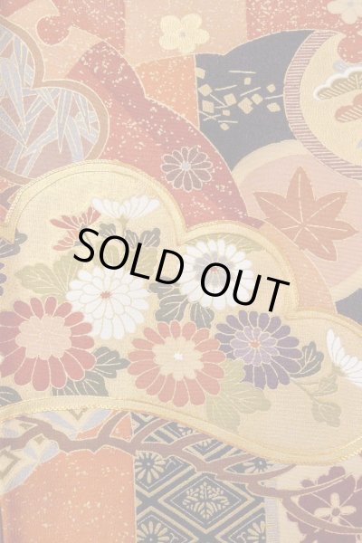 Photo8: O0509Z Vintage Japanese kimono   Black TOMESODE formal for women / Silk. Peony,   (Grade B) (8)