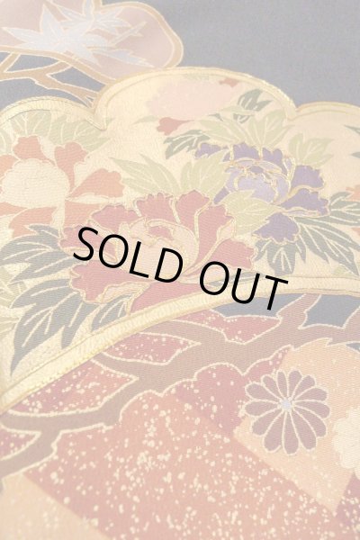 Photo12: O0509Z Vintage Japanese kimono   Black TOMESODE formal for women / Silk. Peony,   (Grade B) (12)