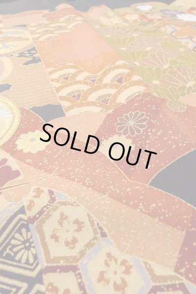 Photo15: O0509Z Vintage Japanese kimono   Black TOMESODE formal for women / Silk. Peony,   (Grade B) (15)