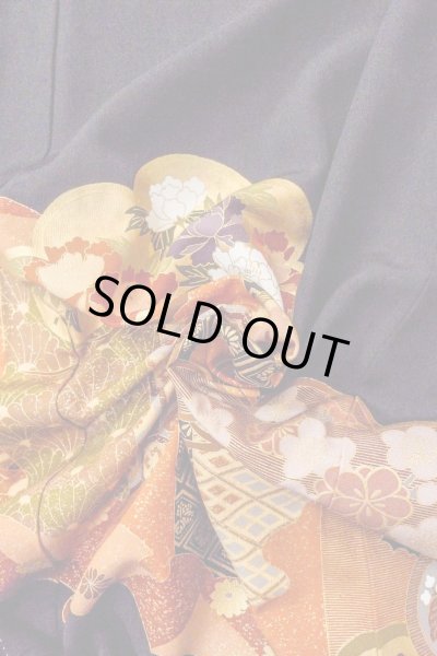 Photo16: O0509Z Vintage Japanese kimono   Black TOMESODE formal for women / Silk. Peony,   (Grade B) (16)