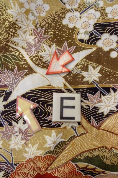 Photo22: O0510A Used Japanese kimono   Black TOMESODE formal for women / Synthetic. UME plum bloom,   (Grade C) (22)