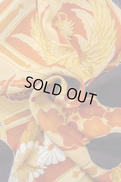 Photo16: O0510C Vintage Japanese kimono   Black TOMESODE formal for women / Silk. Chrysanthemum,   (Grade B) (16)