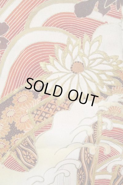 Photo8: O0510D Vintage Japanese kimono   Black TOMESODE formal for women / Silk. Chrysanthemum, There are stains all over.  (Grade D) (8)