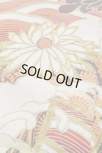 Photo12: O0510D Vintage Japanese kimono   Black TOMESODE formal for women / Silk. Chrysanthemum, There are stains all over.  (Grade D) (12)