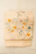 Photo2: O0528B Vintage Japanese Kimono  Pale Pink  NAGOYA OBI sash Flower Linen. (Grade B) (2)