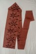 Photo1: Mint O0528D Vintage Japanese Kimono   Dark Red  NAGOYA OBI sash Flower Linen. (Grade A) (1)