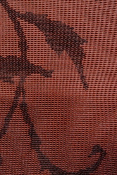 Photo8: Mint O0528D Vintage Japanese Kimono   Dark Red  NAGOYA OBI sash Flower Linen. (Grade A) (8)