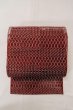 Photo2: Mint O0528E Vintage Japanese Kimono   Dark Red  FUKURO NAGOYA Obi Geometrical pattern Linen. (Grade A) (2)