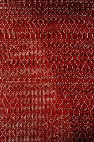 Photo3: Mint O0528E Vintage Japanese Kimono   Dark Red  FUKURO NAGOYA Obi Geometrical pattern Linen. (Grade A) (3)