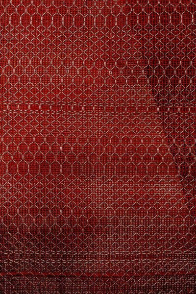 Photo4: Mint O0528E Vintage Japanese Kimono   Dark Red  FUKURO NAGOYA Obi Geometrical pattern Linen. (Grade A) (4)