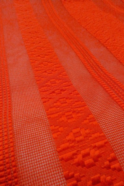 Photo10: Mint O0528F Vintage Japanese Kimono   Red HAKATA-woven NAGOYA OBI sash KENJO pattern(A prestigious pattern meaning that it was presented to the Shogunate.) Silk. (Grade A) (10)