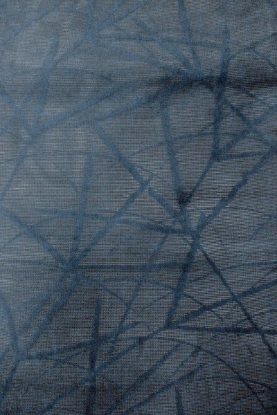 Photo4: O0528G Vintage Japanese Kimono  Dark Navy Blue  NAGOYA OBI sash Bamboo    Linen. (Grade B) (4)