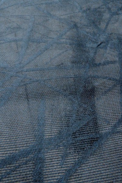 Photo8: O0528G Vintage Japanese Kimono  Dark Navy Blue  NAGOYA OBI sash Bamboo    Linen. (Grade B) (8)
