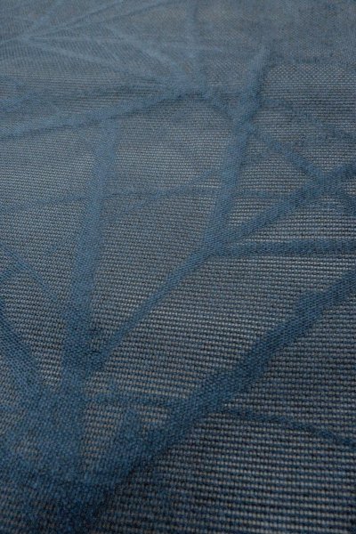 Photo9: O0528G Vintage Japanese Kimono  Dark Navy Blue  NAGOYA OBI sash Bamboo    Linen. (Grade B) (9)