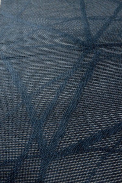 Photo10: O0528G Vintage Japanese Kimono  Dark Navy Blue  NAGOYA OBI sash Bamboo    Linen. (Grade B) (10)