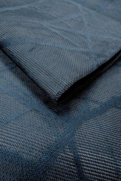 Photo11: O0528G Vintage Japanese Kimono  Dark Navy Blue  NAGOYA OBI sash Bamboo    Linen. (Grade B) (11)