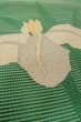 Photo8: O0528H Vintage Japanese Kimono  Vivid Green  NAGOYA OBI sash Iris Linen. (Grade C) (8)