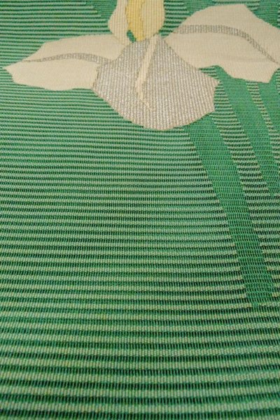 Photo10: O0528H Vintage Japanese Kimono  Vivid Green  NAGOYA OBI sash Iris Linen. (Grade C) (10)