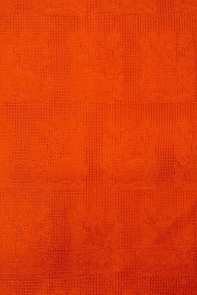 Photo3: O0528I Vintage Japanese Kimono  Vivid Orange  NAGOYA OBI sash Abstract pattern Linen. (Grade B) (3)