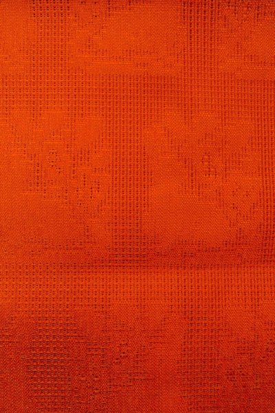 Photo5: O0528I Vintage Japanese Kimono  Vivid Orange  NAGOYA OBI sash Abstract pattern Linen. (Grade B) (5)