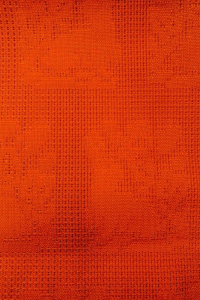 Photo6: O0528I Vintage Japanese Kimono  Vivid Orange  NAGOYA OBI sash Abstract pattern Linen. (Grade B) (6)