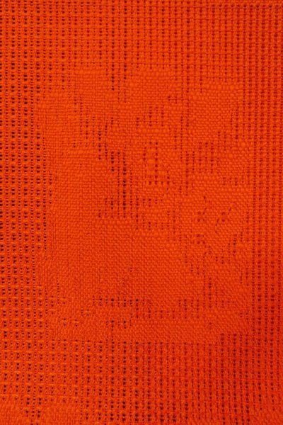 Photo7: O0528I Vintage Japanese Kimono  Vivid Orange  NAGOYA OBI sash Abstract pattern Linen. (Grade B) (7)