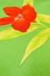 Photo8: Mint O0528J Vintage Japanese Kimono  Vivid Yellowish Green  NAGOYA OBI sash Autumn bellflower Linen. (Grade A) (8)