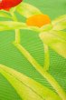 Photo9: Mint O0528J Vintage Japanese Kimono  Vivid Yellowish Green  NAGOYA OBI sash Autumn bellflower Linen. (Grade A) (9)