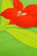 Photo10: Mint O0528J Vintage Japanese Kimono  Vivid Yellowish Green  NAGOYA OBI sash Autumn bellflower Linen. (Grade A) (10)