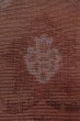 Photo7: O0528K Vintage Japanese Kimono Dark Grayish Dark Red  FUKURO NAGOYA Obi Chinz pattern Linen. (Grade A) (7)
