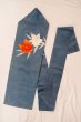 Photo1: Mint O0528L Vintage Japanese Kimono   Navy Blue  NAGOYA OBI sash Flower Linen. (Grade A) (1)