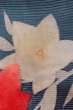 Photo6: Mint O0528L Vintage Japanese Kimono   Navy Blue  NAGOYA OBI sash Flower Linen. (Grade A) (6)