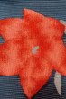Photo7: Mint O0528L Vintage Japanese Kimono   Navy Blue  NAGOYA OBI sash Flower Linen. (Grade A) (7)