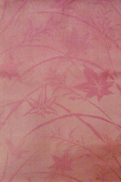 Photo3: O0528M Vintage Japanese Kimono  Grayish Wisteria  NAGOYA OBI sash MOMIJI maple leaf Linen. (Grade C) (3)