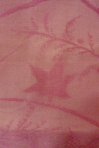 Photo7: O0528M Vintage Japanese Kimono  Grayish Wisteria  NAGOYA OBI sash MOMIJI maple leaf Linen. (Grade C) (7)