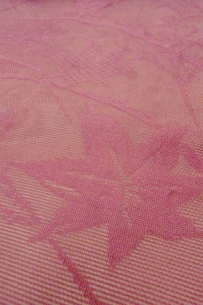 Photo8: O0528M Vintage Japanese Kimono  Grayish Wisteria  NAGOYA OBI sash MOMIJI maple leaf Linen. (Grade C) (8)