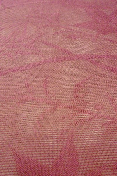 Photo9: O0528M Vintage Japanese Kimono  Grayish Wisteria  NAGOYA OBI sash MOMIJI maple leaf Linen. (Grade C) (9)