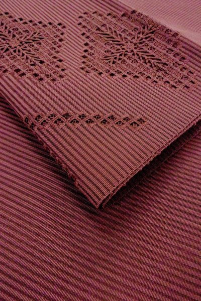 Photo12: Mint O0528N Vintage Japanese Kimono   Dark Red  FUKURO NAGOYA Obi Abstract pattern Linen. (Grade A) (12)