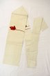 Photo1: O0528O Vintage Japanese Kimono   Off White  NAGOYA OBI sash Rose Linen. (Grade C) (1)