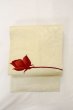 Photo2: O0528O Vintage Japanese Kimono   Off White  NAGOYA OBI sash Rose Linen. (Grade C) (2)