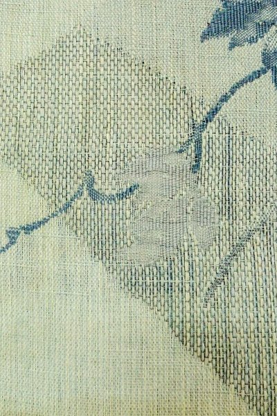 Photo7: O0528P Vintage Japanese Kimono  Pale Light Blue  FUKURO NAGOYA Obi Flower Linen. (Grade D) (7)
